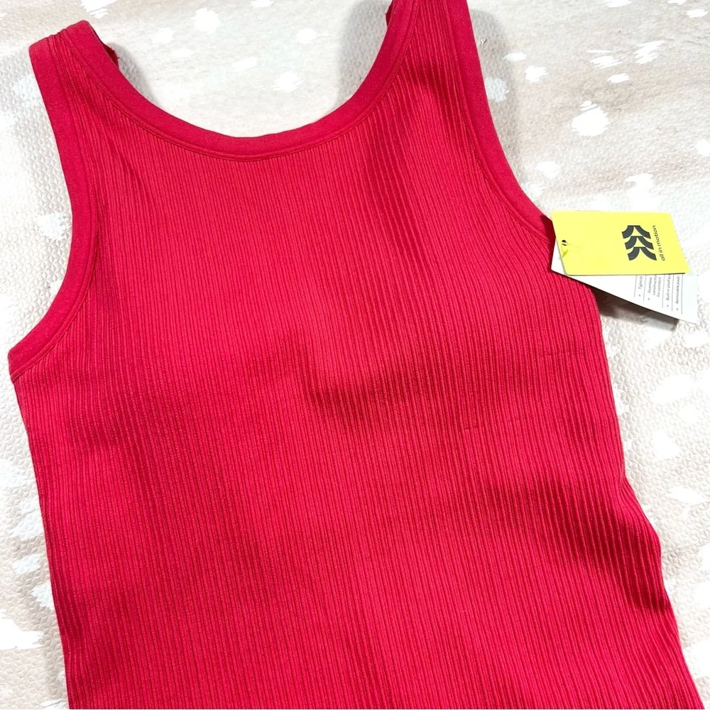 Women’s Seamless Active Red Ribbed Tank Sleeveless Dress Activewear Medium - Picture 5 of 9